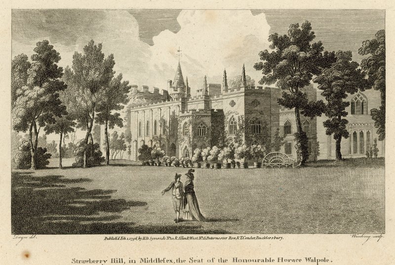 Strawberry Hill, Twickenham, London, a tiszteletreméltó Horace Walpole székhelye. alkotó: Edward Dayes