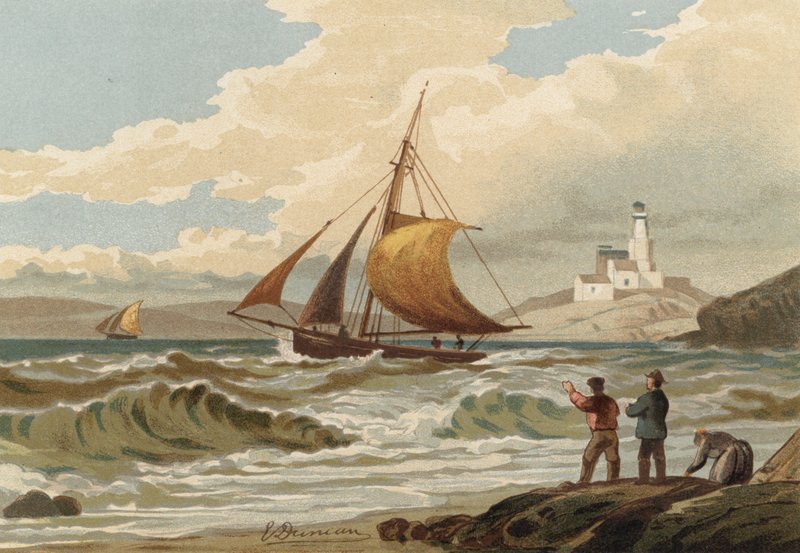 Horgászcsónakok visszatérnek, Mumbles világítótorony alkotó: Edward Duncan