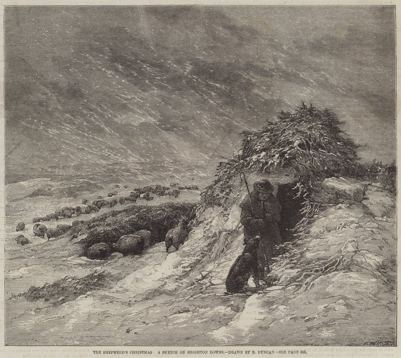 A Pásztor karácsonya, vázlat Brighton Downsról alkotó: Edward Duncan