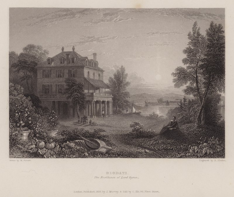 Villa Diodati, Lord Byron rezidenciája (metszet) alkotó: Edward Francis (after) Finden