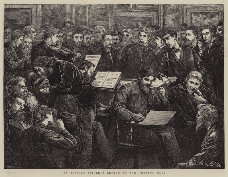 Művészek estélye, vázlat a Hogarth Clubban alkotó: Edward Frederick Brewtnall