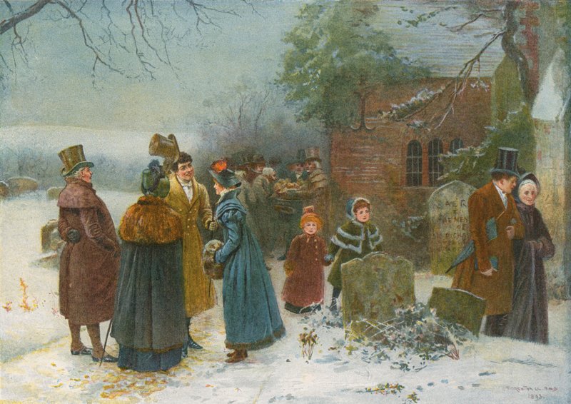Karácsony reggel: Szomszédi üdvözlet és Doles a szegényeknek és rászorulóknak alkotó: Edward Frederick Brewtnall