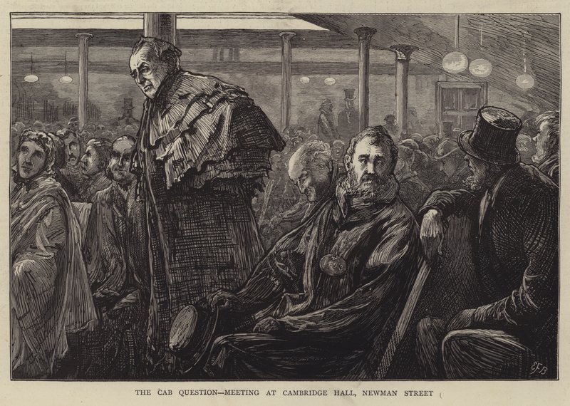 A taxis kérdés, Találkozó a Cambridge Hallban, Newman Street alkotó: Edward Frederick Brewtnall