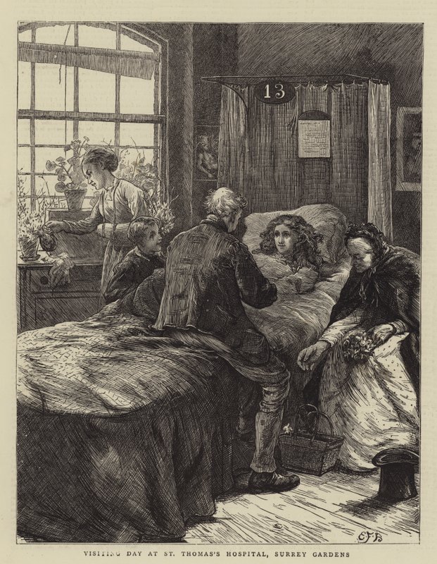 Látogatás a St Thomas kórházban, Surrey Gardensben alkotó: Edward Frederick Brewtnall