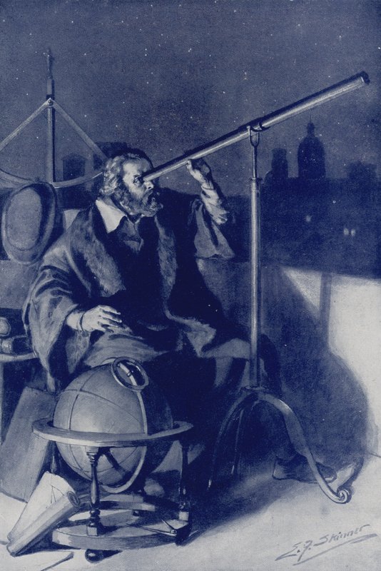 Galileo új világokat fedez fel (színes litográfia) alkotó: Edward Frederick Skinner