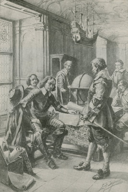 Robert Blake felhívja Oliver Cromwellt (litográfia) alkotó: Edward Frederick Skinner