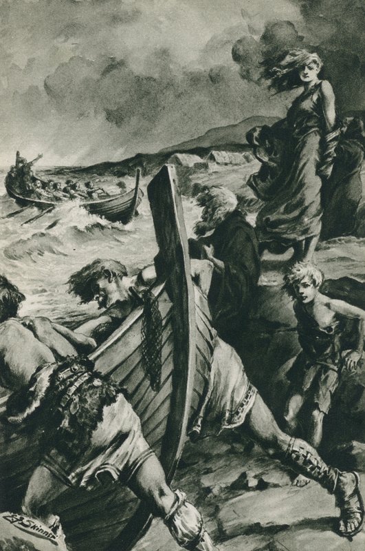 A vikingek, akik Norvégia fjordjaiból kihajóztak és jóval Kolumbusz előtt megtalálták Amerikát (litho) alkotó: Edward Frederick Skinner