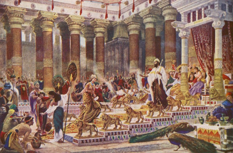 Sába királynőjének látogatása Salamon királynál (színes litográfia) alkotó: Edward John (after) Poynter