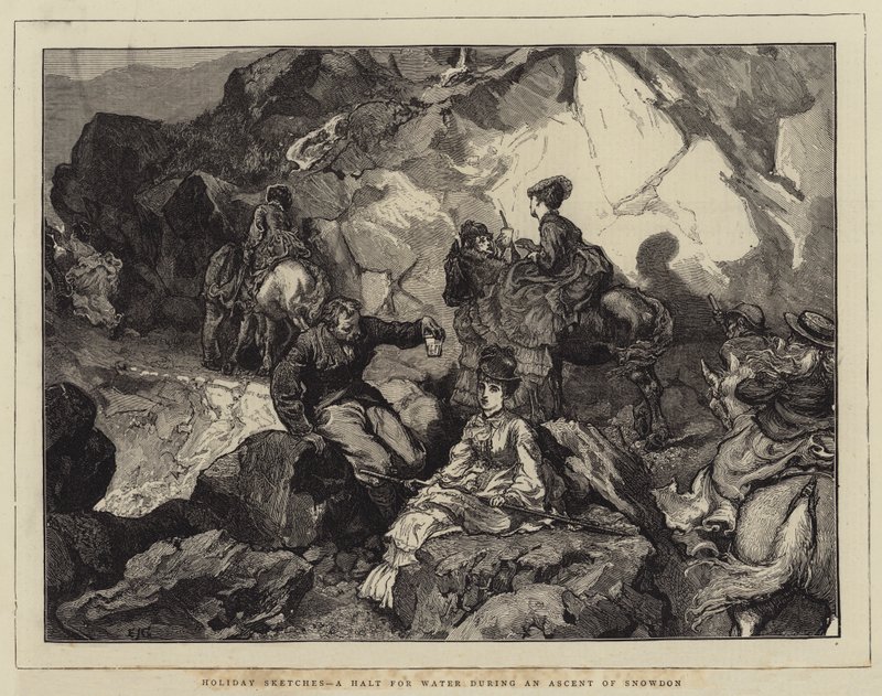 Nyaralási vázlatok, megállás vízért a Snowdon megmászása közben alkotó: Edward John Gregory