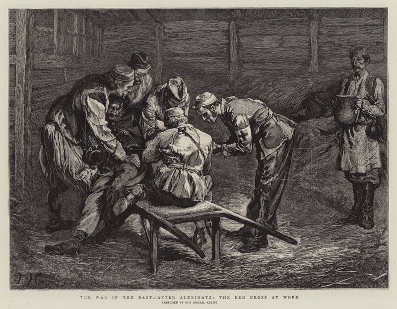 A háború keleten, Alexinatz után, a Vöröskereszt munkában alkotó: Edward John Gregory