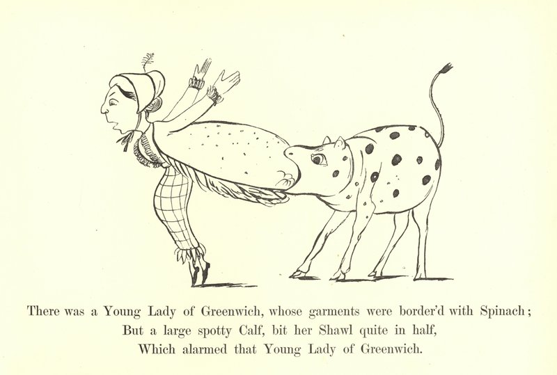 Volt egy greenwichi ifjú hölgy, akinek a ruháit spenót szegélyezte alkotó: Edward Lear