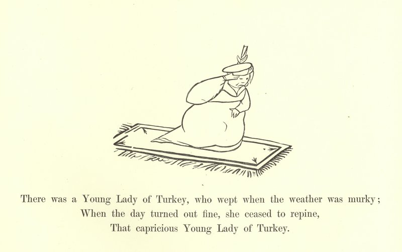 Volt egy török ifjú hölgy, aki sírt, ha borús volt az idő. alkotó: Edward Lear