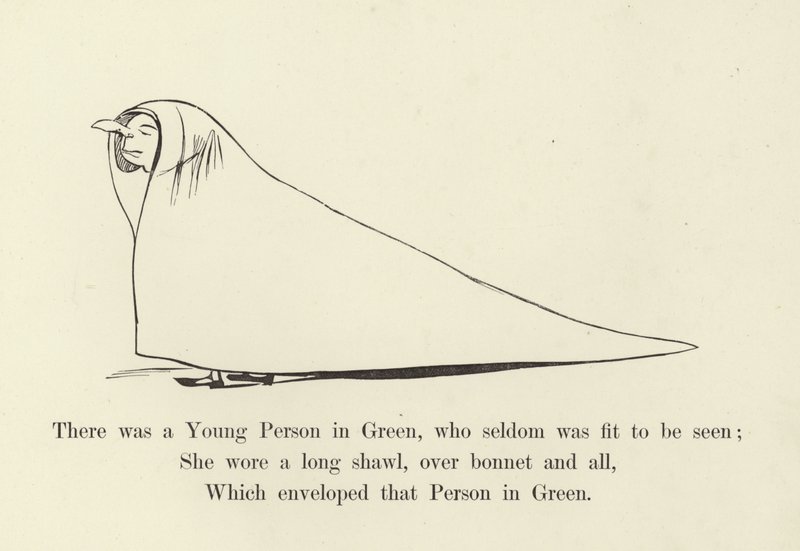 Volt egy fiatalember a Zöldben, akit ritkán lehetett látni. alkotó: Edward Lear