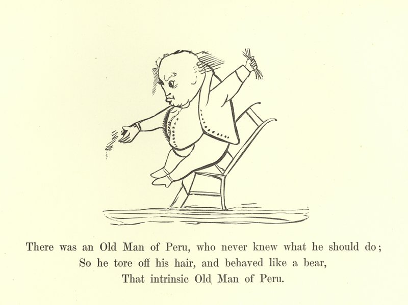 Volt egy perui öregember, aki sosem tudta, mit tegyen. alkotó: Edward Lear