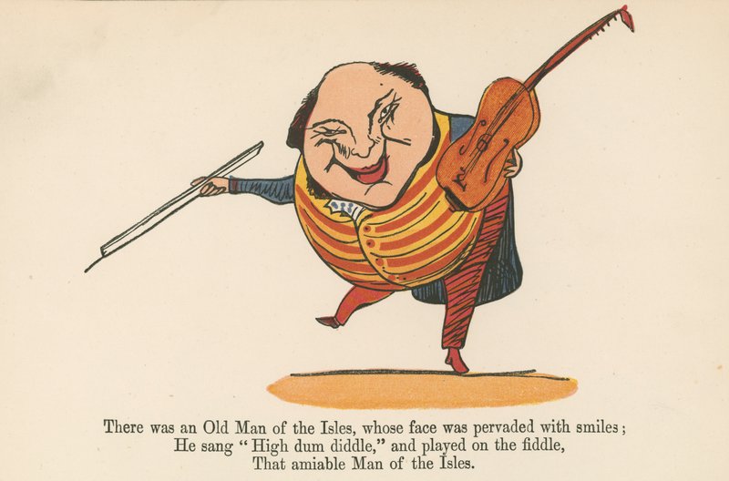 Volt egy sziget öregembere, akinek az arcát mosolyok hatják át az „A Book of Nonsense”-ből, amelyet Frederick Warne and Co. adott ki, London, 1875 körül. alkotó: Edward Lear