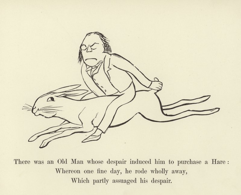 Volt egy Öreg, akit kétségbeesése késztette arra, hogy vásároljon egy nyulat alkotó: Edward Lear