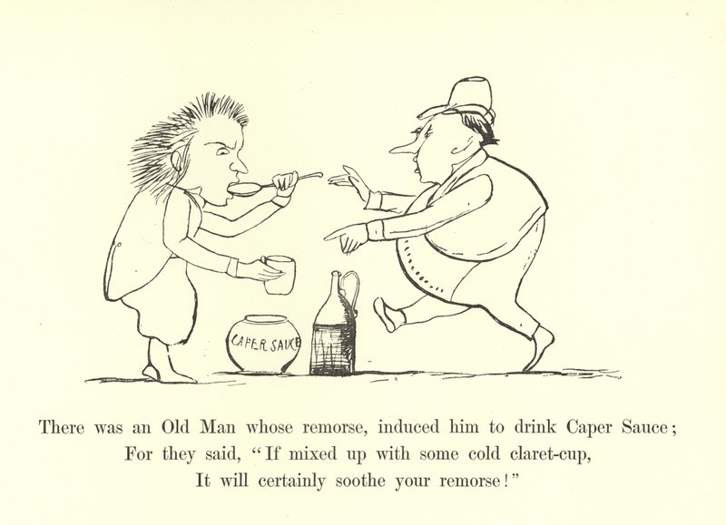 Volt egy Öreg, akit lelkiismeret-furdalása miatt kapribogyószószt ivott alkotó: Edward Lear