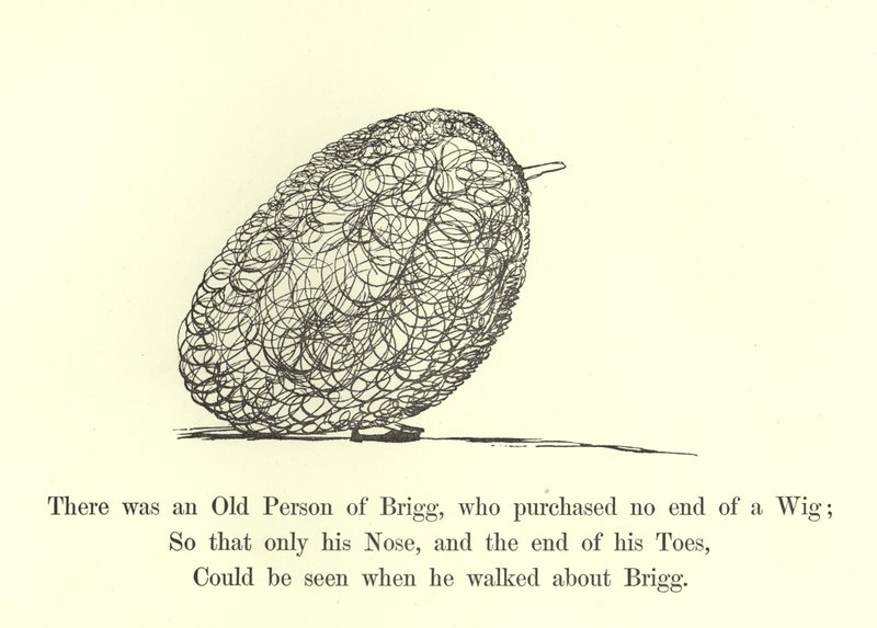 Volt egy öregember Briggből, aki nem egy parókát vett... alkotó: Edward Lear
