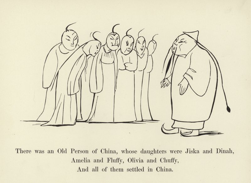 Volt egy kínai öregember, akinek a lányai Jiska és Dinah voltak. alkotó: Edward Lear