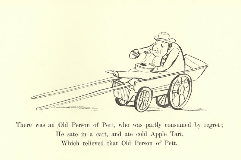 Volt egy péti öregember, akit részben a sajnálkozás emésztett. alkotó: Edward Lear