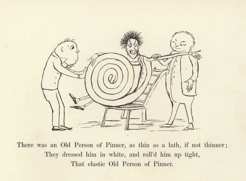 Volt Pinner régi személye, vékony, mint a léc, ha nem vékonyabb alkotó: Edward Lear