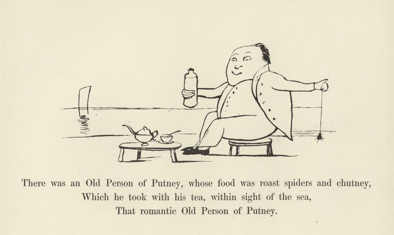 Volt egy öreg ember Putneyban, akinek sült pók és chutney volt az étele alkotó: Edward Lear