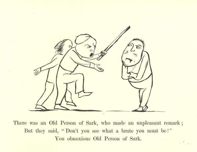 Volt egy sarki öregember, aki tett egy kellemetlen megjegyzést. alkotó: Edward Lear