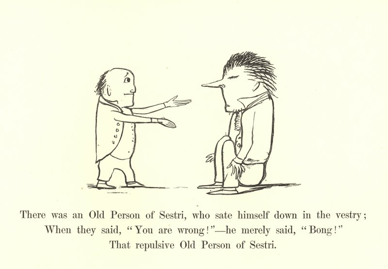 Sestriben volt egy öreg ember, aki leült a sekrestyébe alkotó: Edward Lear