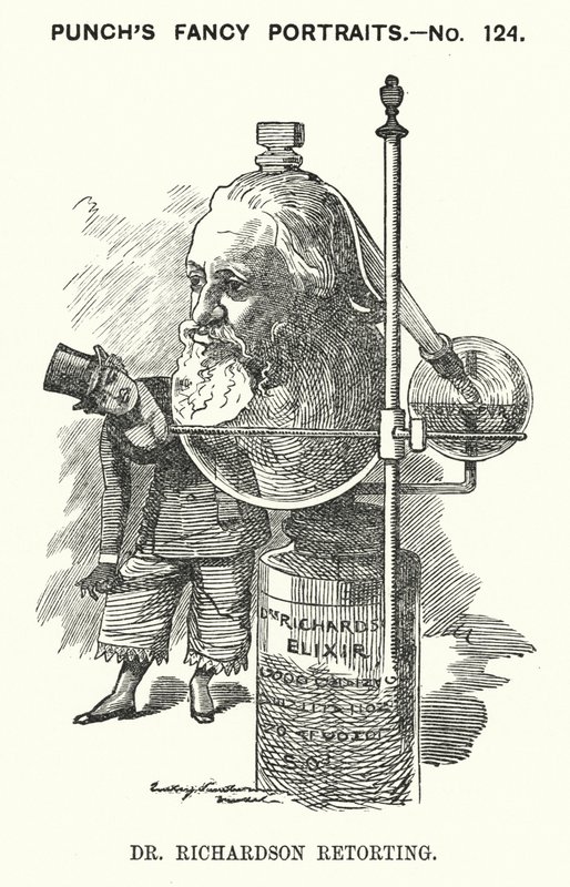 Punch rajzfilm: Benjamin Ward Richardson, angol orvos (metszet) alkotó: Edward Linley (after) Sambourne