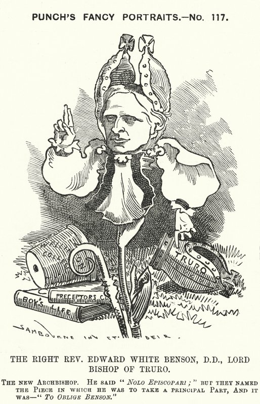 Punch rajzfilm: Edward White Benson, angol püspök (metszet) alkotó: Edward Linley (after) Sambourne