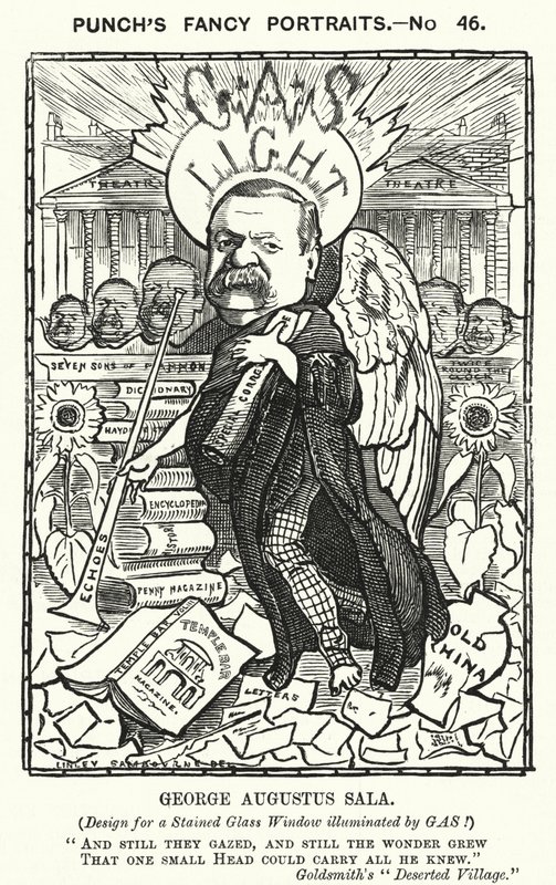 Punch rajzfilm: George Augustus Sala, angol író és újságíró (metszet) alkotó: Edward Linley (after) Sambourne