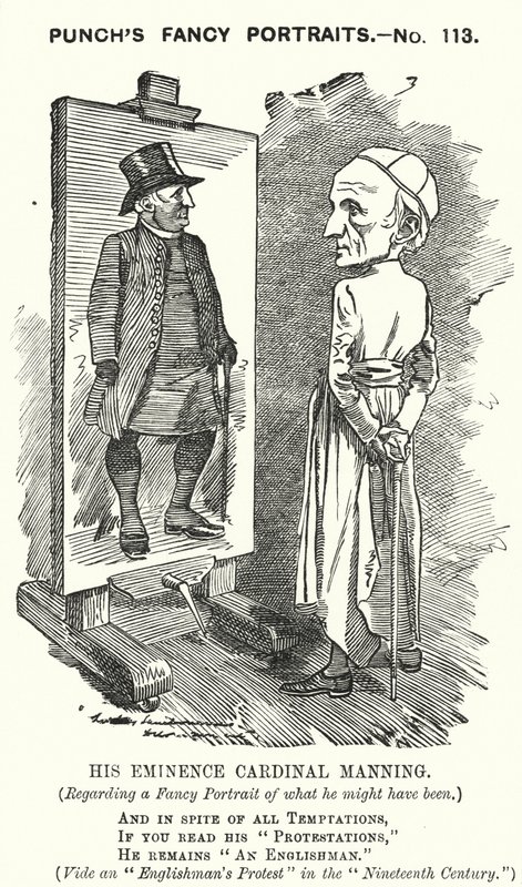 Punch rajzfilm: Henry Edward Manning angol bíboros és Westminster katolikus érseke (metszet) alkotó: Edward Linley (after) Sambourne