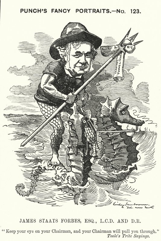 Punch Cartoon: James Stats Forbes, skót vasúti mérnök és adminisztrátor (metszet) alkotó: Edward Linley (after) Sambourne