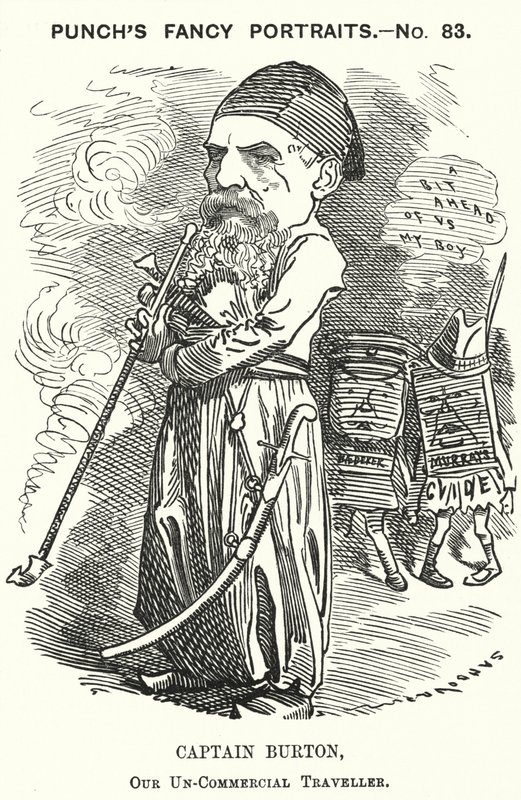 Punch rajzfilm: Richard Burton angol felfedező, geográfus és diplomata (metszet) alkotó: Edward Linley (after) Sambourne