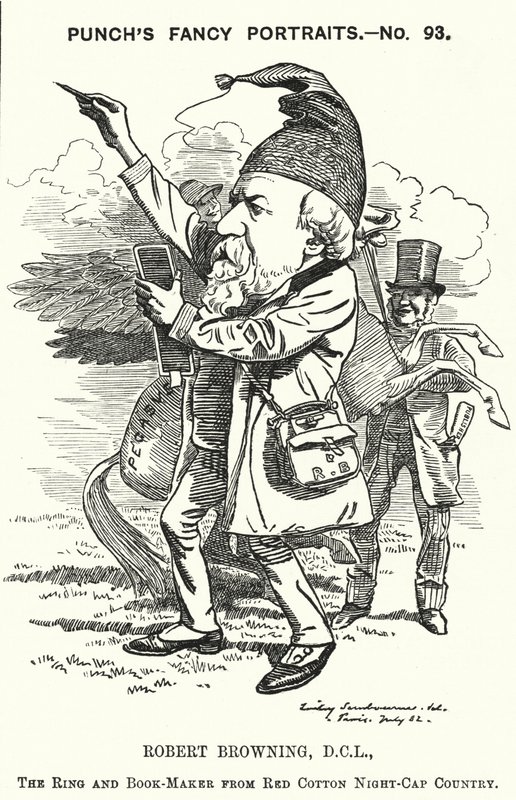 Punch rajzfilm: Robert Browning angol költő és drámaíró (metszet) alkotó: Edward Linley (after) Sambourne