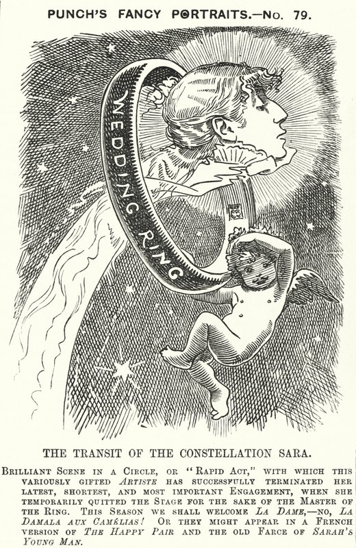 Punch rajzfilm: Sarah Bernhardt francia színésznő (metszet) alkotó: Edward Linley (after) Sambourne