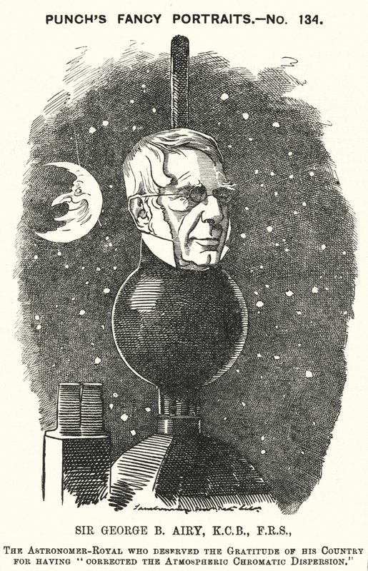 Lyukasztó rajzfilm: Sir George Biddell Airy, angol királyi csillagász (metszet) alkotó: Edward Linley (after) Sambourne