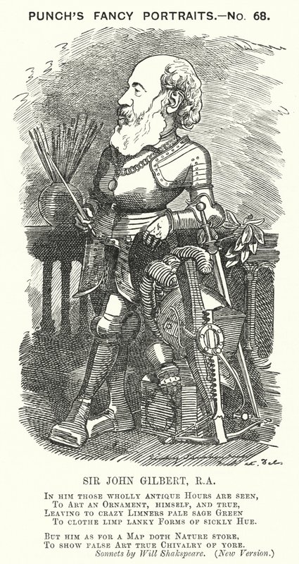 Lyukasztó rajzfilm: Sir John Gilbert, angol művész (metszet) alkotó: Edward Linley (after) Sambourne