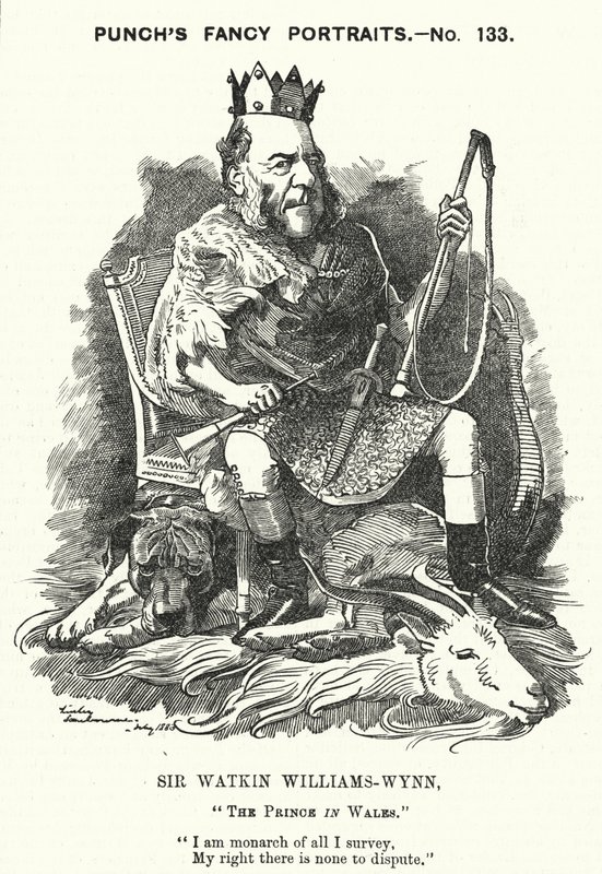 Punch rajzfilm: Sir Watkin Williams-Wynn, 6. baronet, walesi konzervatív politikus (metszet) alkotó: Edward Linley (after) Sambourne