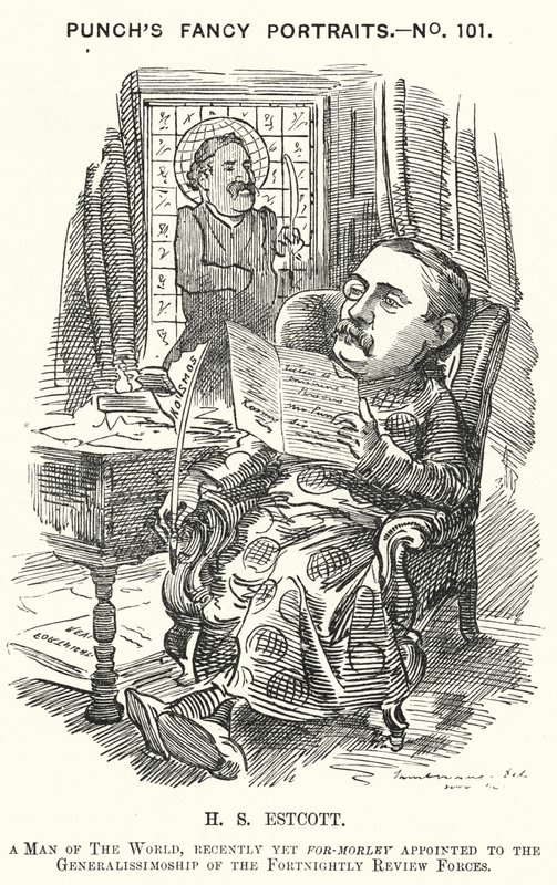 Punch rajzfilm: Thomas Hay Sweet Estcott, angol újságíró és szerkesztő (metszet) alkotó: Edward Linley (after) Sambourne