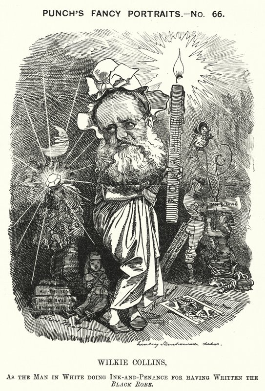 Punch rajzfilm: Wilkie Collins angol regényíró, drámaíró és novellaíró (metszet) alkotó: Edward Linley (after) Sambourne