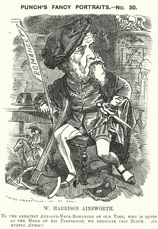 Punch rajzfilm: William Harrison Ainsworth, angol történelmi regényíró (metszet) alkotó: Edward Linley (after) Sambourne