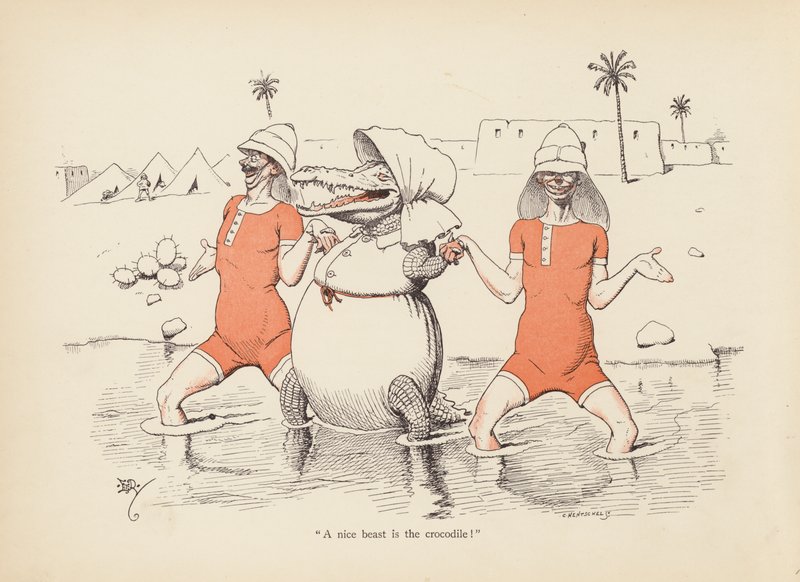 Farok csavarral: A krokodil (színes litho) alkotó: Edward Tennyson Reed