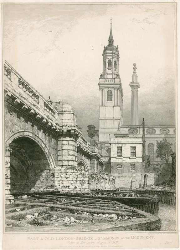 Az Old London Bridge, a St Magnus és az emlékmű része alkotó: Edward William Cooke
