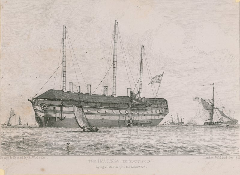 Hastingék Ordinaryban fekszenek a Medway-ben alkotó: Edward William Cooke