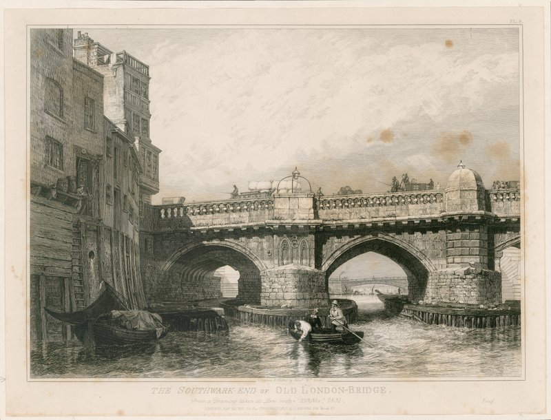 Az Old London Bridge dél-warki vége alkotó: Edward William Cooke