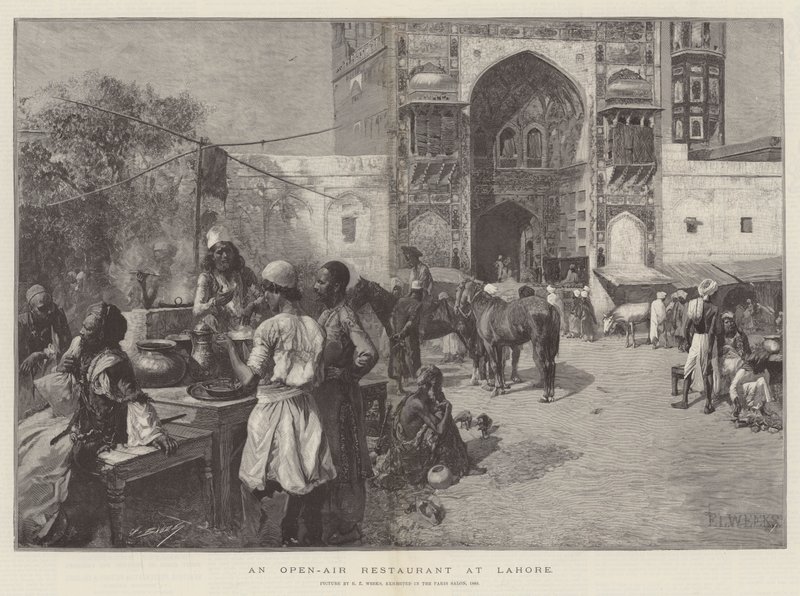 Szabadtéri étterem Lahore-ban alkotó: Edwin Lord Weeks