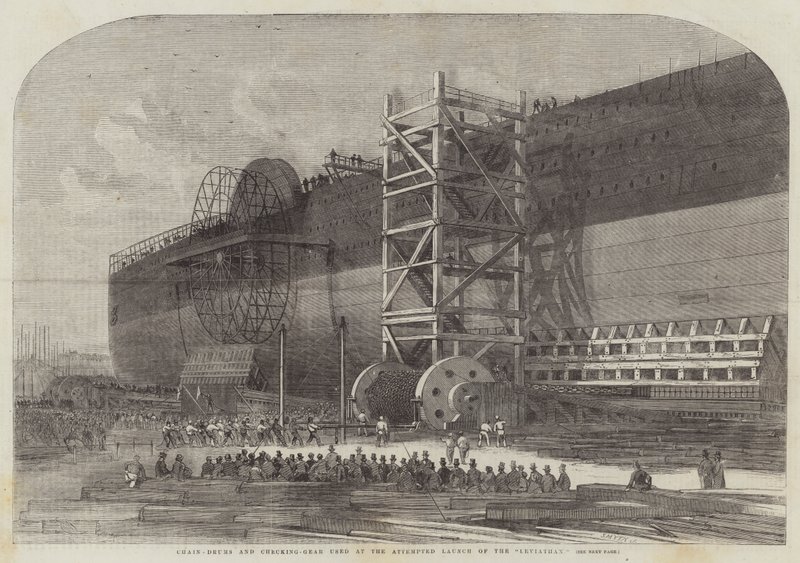 A Leviathan indításakor használt láncdobok és ellenőrző felszerelések alkotó: Edwin Weedon