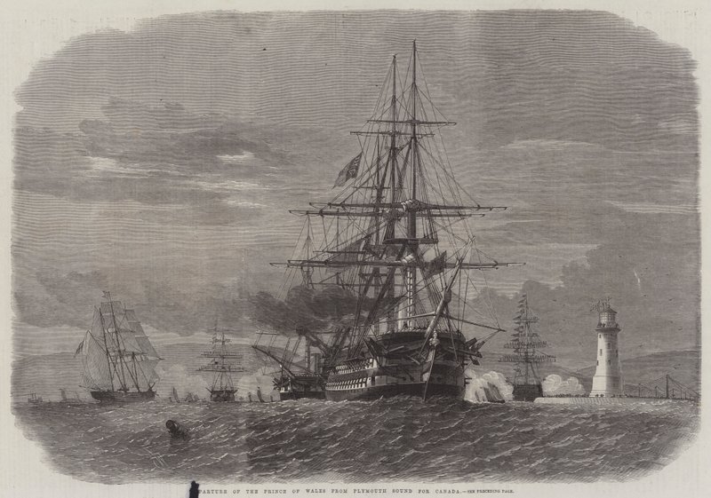 A walesi herceg indulása Plymouth Soundról Kanadába alkotó: Edwin Weedon