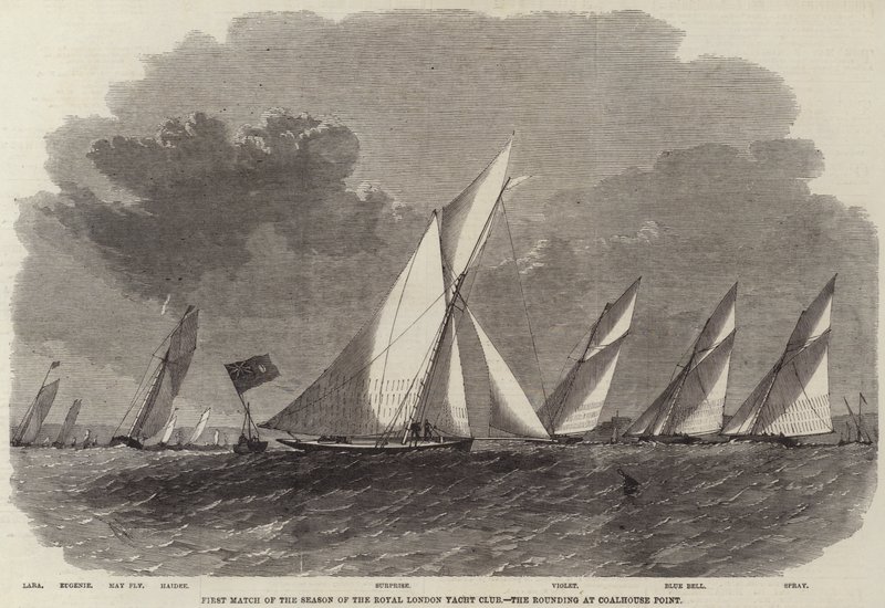 A Royal London Yacht Club szezonjának első mérkőzése, a Rounding at Coalhouse Point alkotó: Edwin Weedon